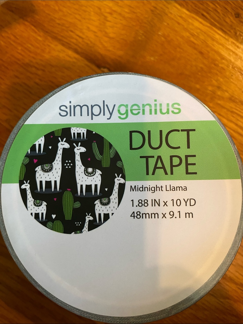 Simply Genius Midnight Llama Duct Tape - Black & Green Llama Print